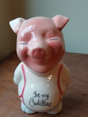 Pink Piggy Bank with 'For my Cadillac' Script